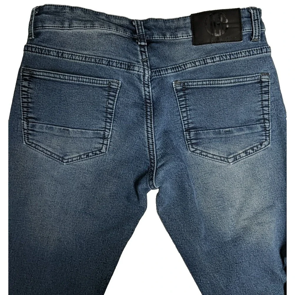 Vintage Genes Black VGB Jeans Men W28 L30 Slim Fit Dark Wash Blue - Picture 8 of 13